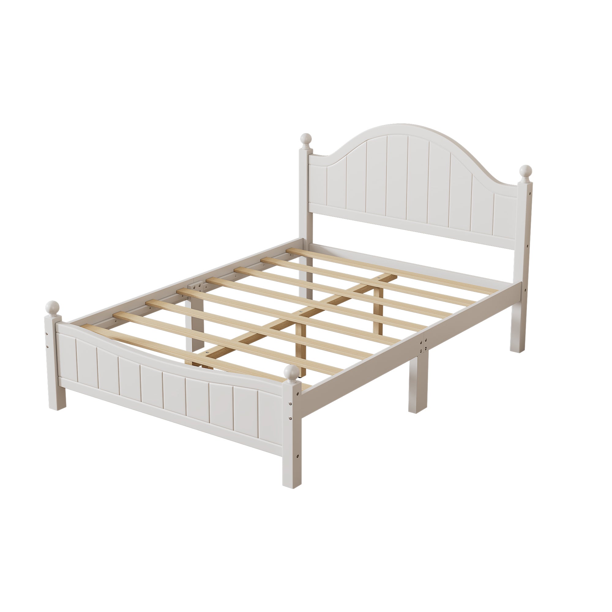 Traditional Concise Style White Solid Wood Platform Bed, No Need Box Spring, Full(Old SKU:WF295732AAA) - Atlantic Fine Furniture Melbourne FL