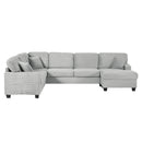 Upholstered U-Shaped Sectional Sofa With Movable Ottoman And Side Storage Pockets