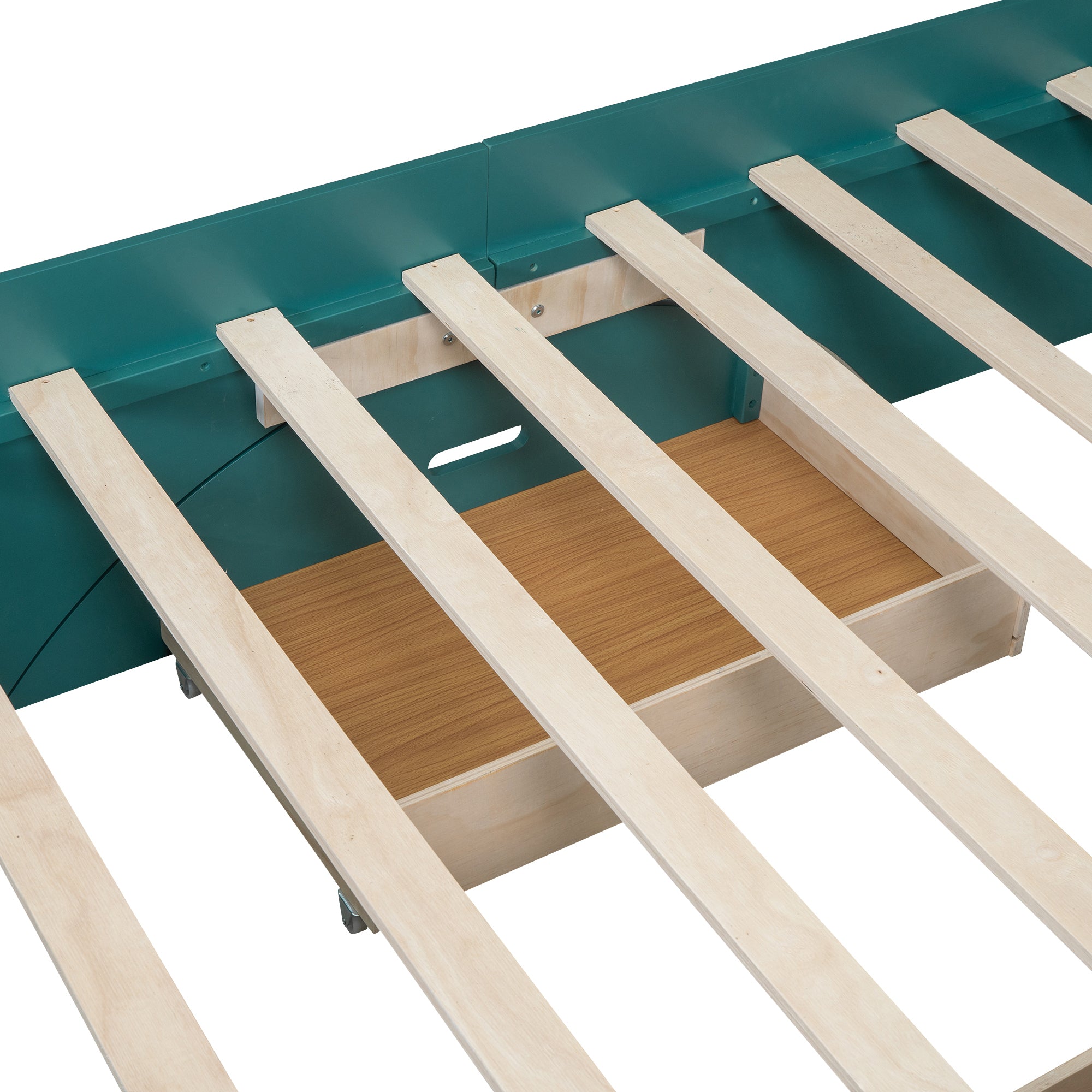 Wood Full Size Platform Bed with 2 Drawers, Storage Headboard and Footboard, Dark Green - Atlantic Fine Furniture Melbourne FL