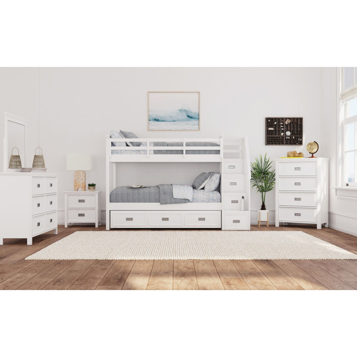 Hampton Kids Bunk With Staircase And Trundle in Black by Elements International, view 26