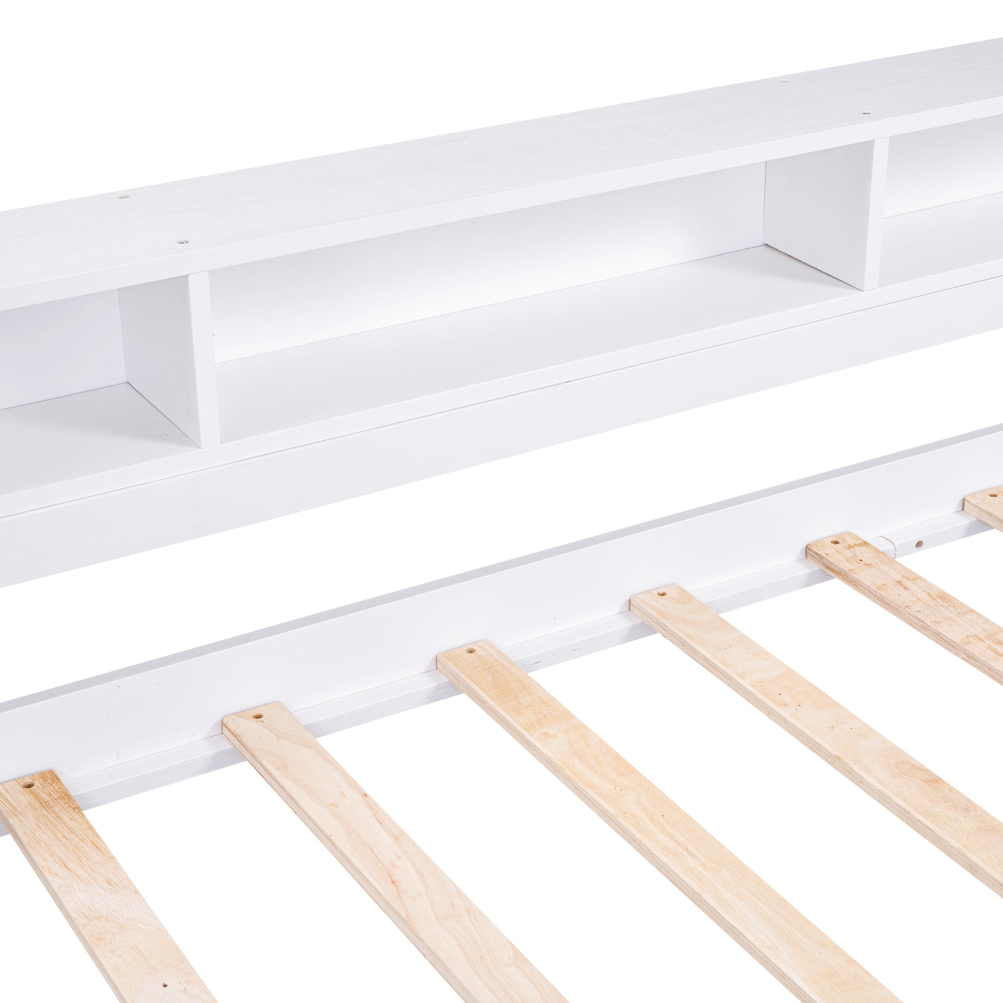 Twin XL Wood Daybed with 2 Trundles, 3 Storage Cubbies, 1 Light for Free and USB Charging Design, White - Atlantic Fine Furniture Melbourne FL