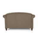 Upholstered Chaise Lounge With Scroll Arms, Turned Legs And 2 Pillows