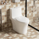 Elegant One Piece Toilet With Tornado Dual Flush, Siphonic S Trap 12", Soft Close Seat, Dual Flush, Ada Height, Glossy - Gloss White