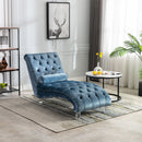 Velvet Chaise Lounge Indoor, Button Tufted Upholstered Chaise Lounge Chair With Pillow