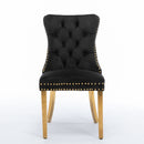 Nikki - Modern, High-End Tufted Solid Wood Contemporary Velvet Upholstered Dining Chair With Golden Stainless Steel Plating Legs, Nailhead Trim (Set of 2)