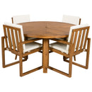 5 Piece Outdoor Patio Dining Set With 4 Armchairs And Table - Beige