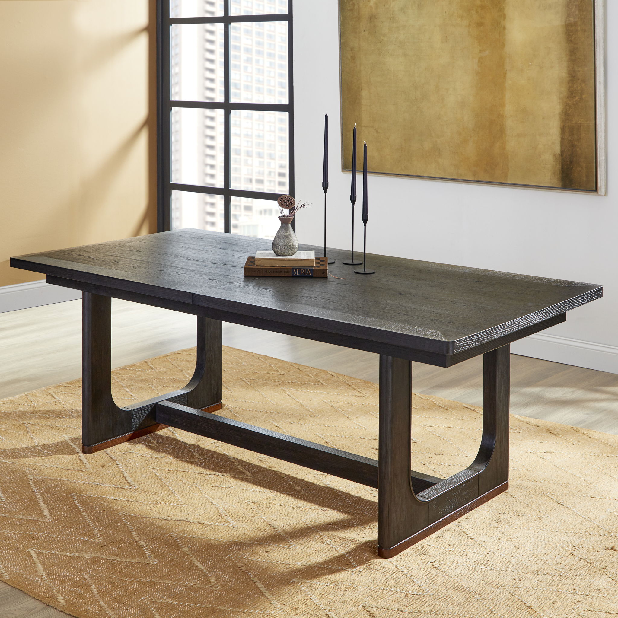 Waterfall - Rectangular Dining Table - Deep Ebony