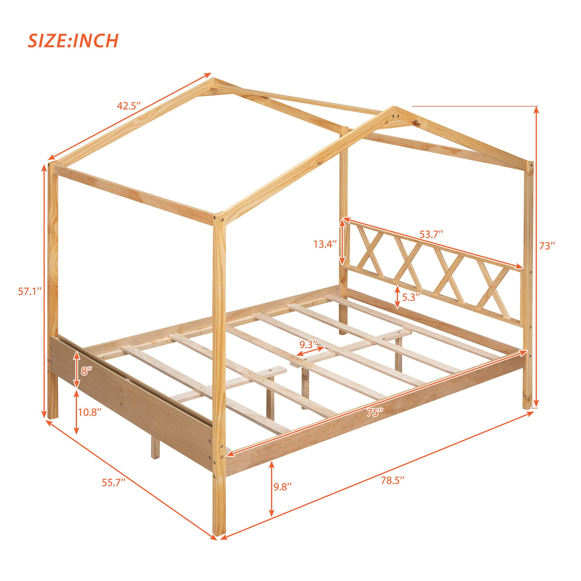 Full Size Wood House Bed with Storage Space, Natural (OLD SKU :LP000002AAM) - Atlantic Fine Furniture Melbourne FL