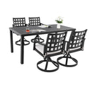Modern Classic Outdoor Patio Dining Set, Rectangular Table & Dining Chairs, Rust Free, Weather Resistant