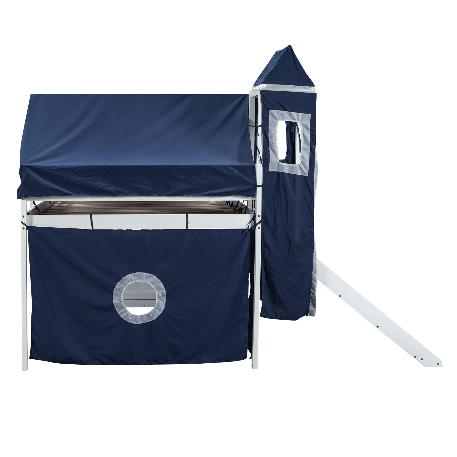 Full Size Loft Bed with Tent and Tower - Blue - Atlantic Fine Furniture Melbourne FL
