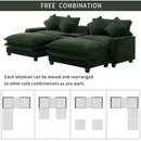 Sectional Sofa Chenille Upholstered Sofa With Two Removable Ottoman, Two USB Ports, Two Cup Holders And Large Storage Box For Living Room
