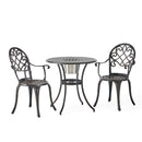 3 Piece Outdoor Aluminium Cast Bistro Set With Ice Bucket - Copper