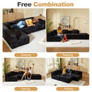 Modular Sectional Couches For Living Room With Deep Seat, L Shape Cloud Sofa Couch, High Density Memory Foam, Boneless Upholstered Couchesy - Black