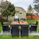 Outdoor Patio Wicker Dining Set With Acacia Wood Top