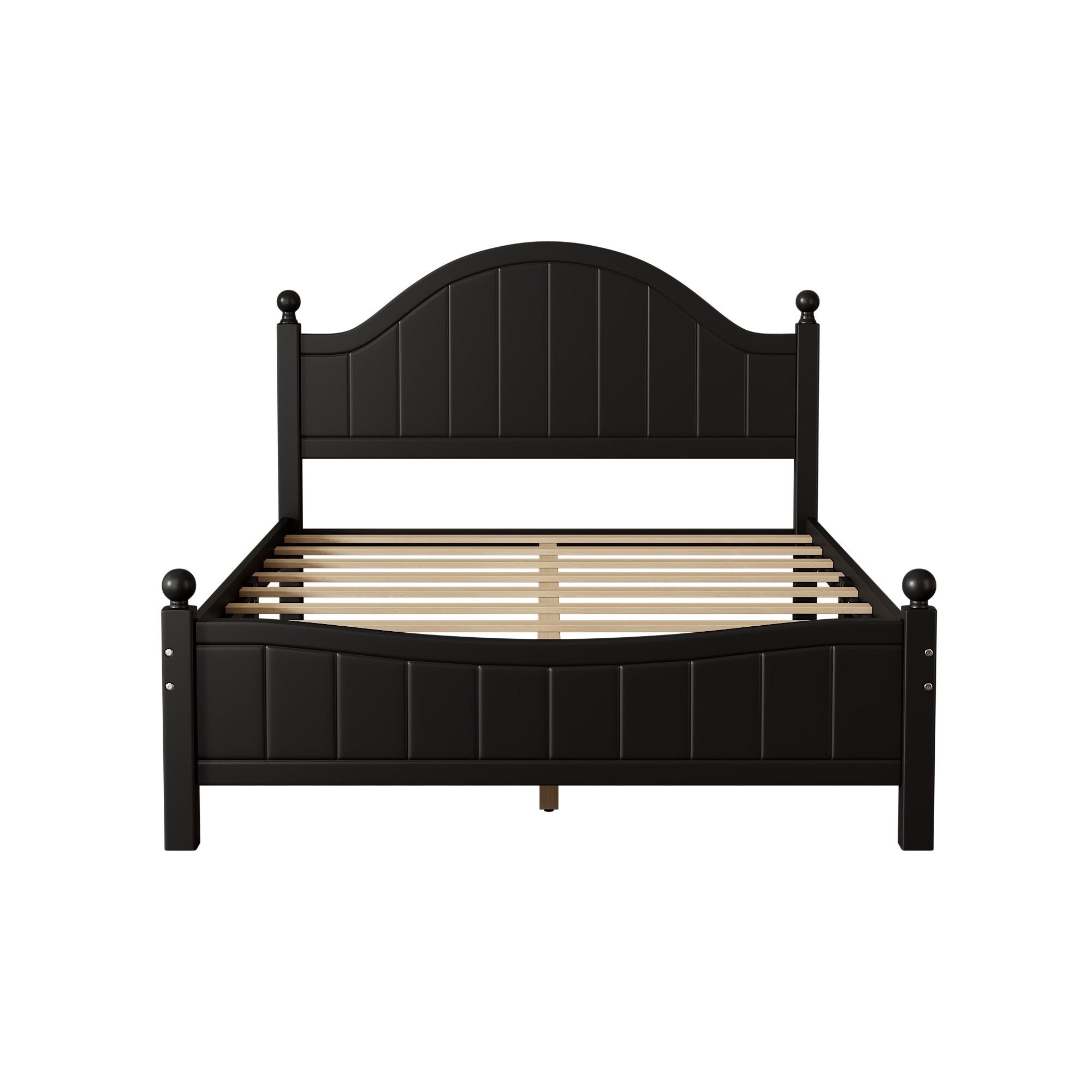 Traditional Concise Style Black Solid Wood Platform Bed, No Need Box Spring, Full - Atlantic Fine Furniture Melbourne FL