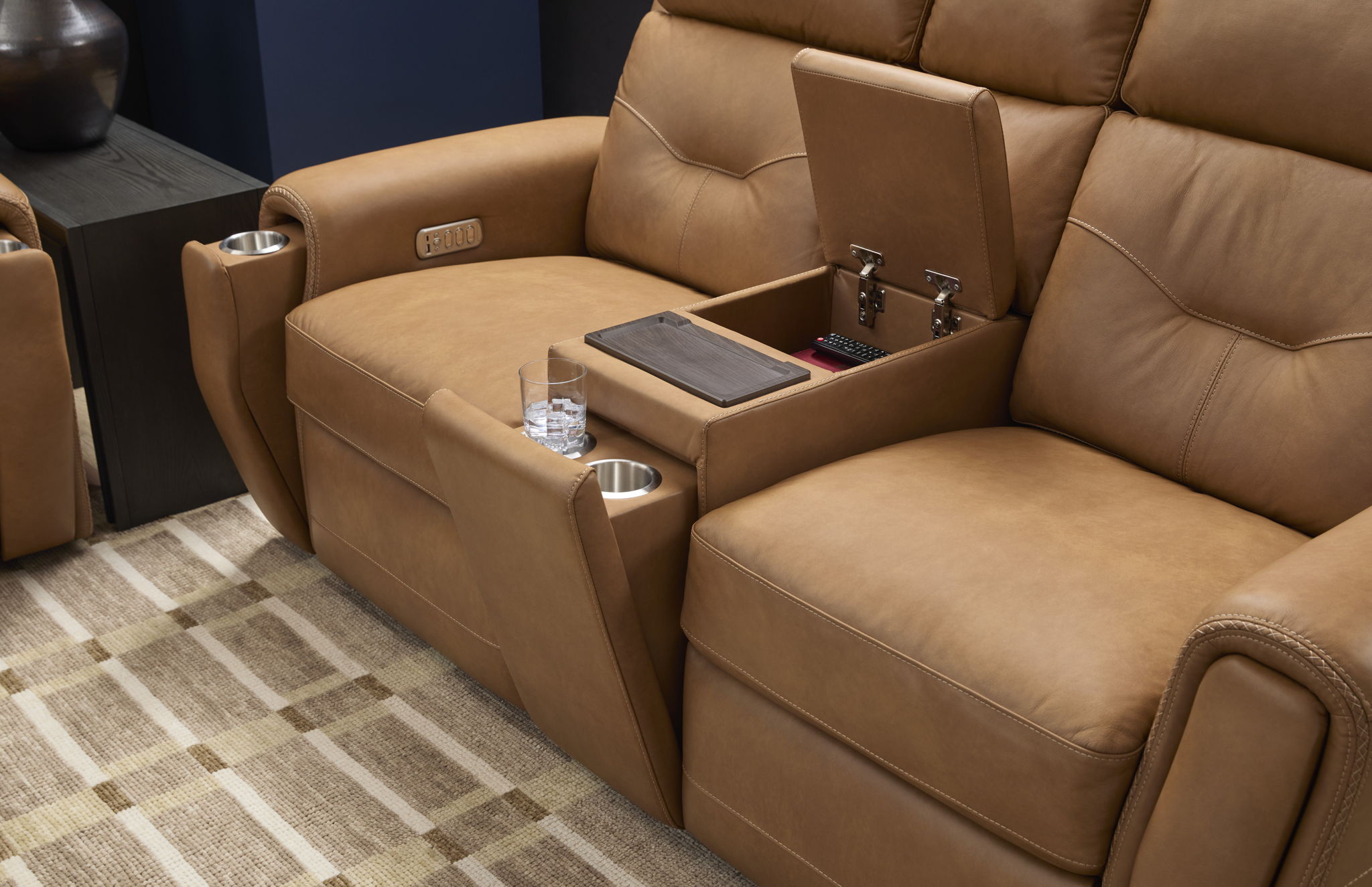 Felix - Power Reclining Loveseat With Console, Power Headrest, Lumbar, Heat & Massage