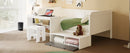 Daybed With Storage Shelves And Lockers, Multi Functional Bed With Study Desk And Matching Stool