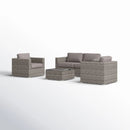 Wicker Seating Group Set With Table And Cushions
