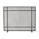 Markus - Modern Single Panel Iron Firescreen Black Brushed Silver