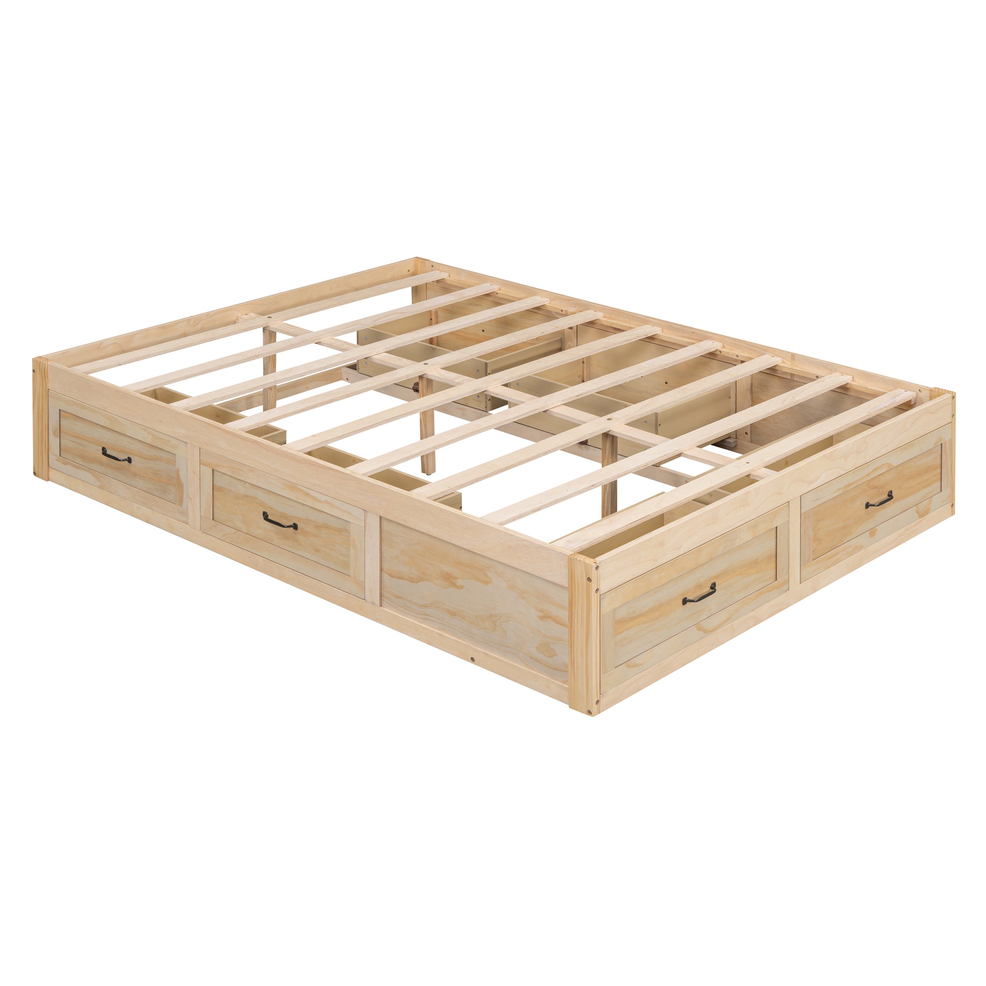 Full Size Platform Bed with 6 Storage Drawers,Antique Natural - Atlantic Fine Furniture Melbourne FL