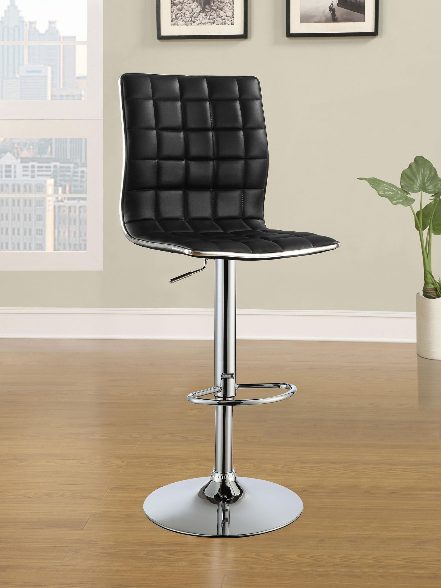 Ashbury Upholstered Adjustable Bar Stool Black (Set of 2) - Atlantic Fine Furniture Melbourne FL