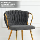 Modern Simple Linen Dining Chair With Plated Metal Legs (Set of 2)