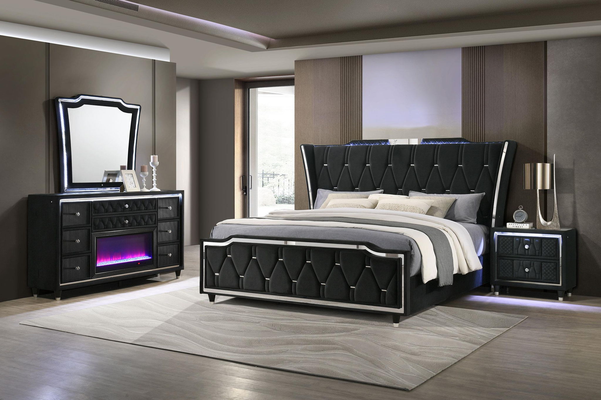 Lorient 4-piece Queen Bedroom Set Black