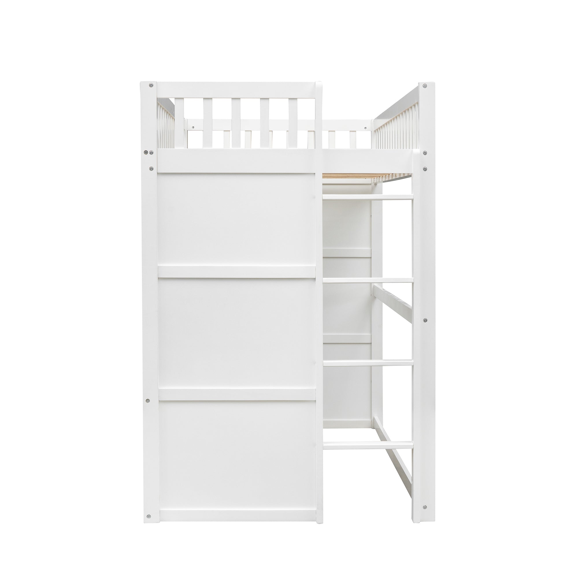Twin Size House Loft Bed With Ladder-White+Gray Frame - Atlantic Fine Furniture Melbourne FL