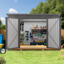 Outdoor Storage Shed 4 X 9 Ft With Sloping Roof And Vents For Garden And Patio - Gray