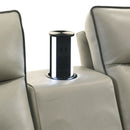 Jayke - Power Motion Sectional Sofa - Light Gray Top Grain Leather Match