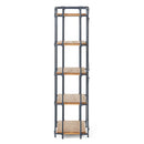 Yorktown - Industrial 5 Shelf Bookcase With Metal Pipework And Solid Fir - Natural