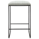 Counter Stool With Faux Linen Seat - Heathered Gray / Matte Black