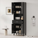 Freestanding Tall Bathroom Cabinet With Soft Close Doors And Adjustable Shelves