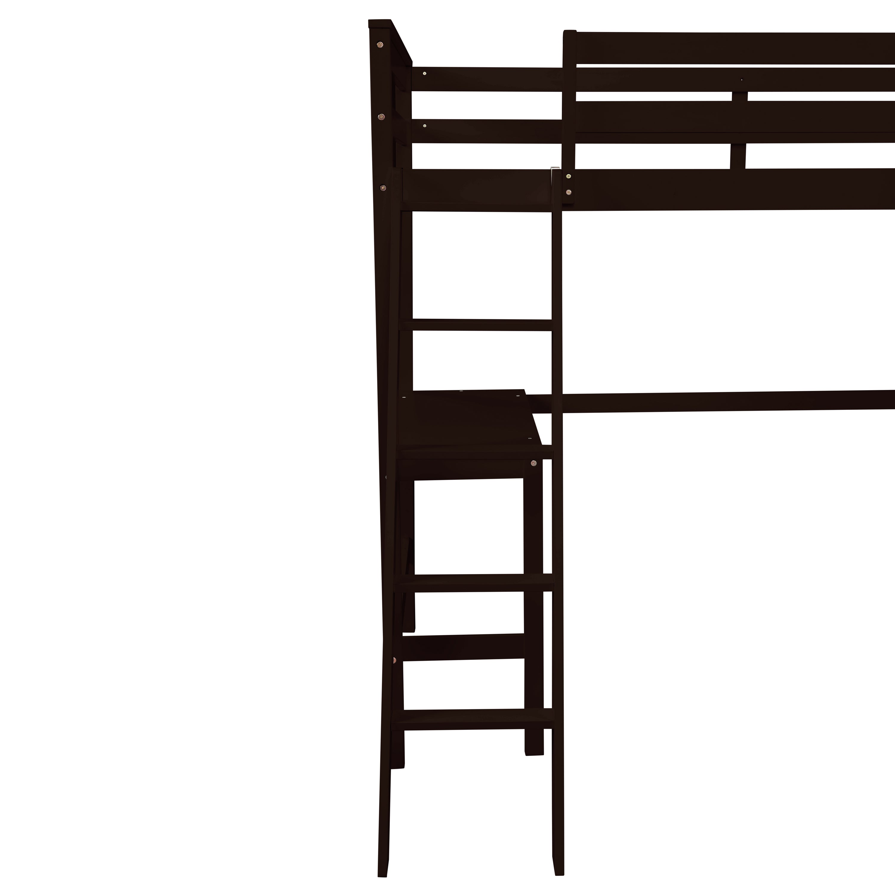 Twin Loft Bed with desk,ladder,shelves , Espresso - Atlantic Fine Furniture Melbourne FL