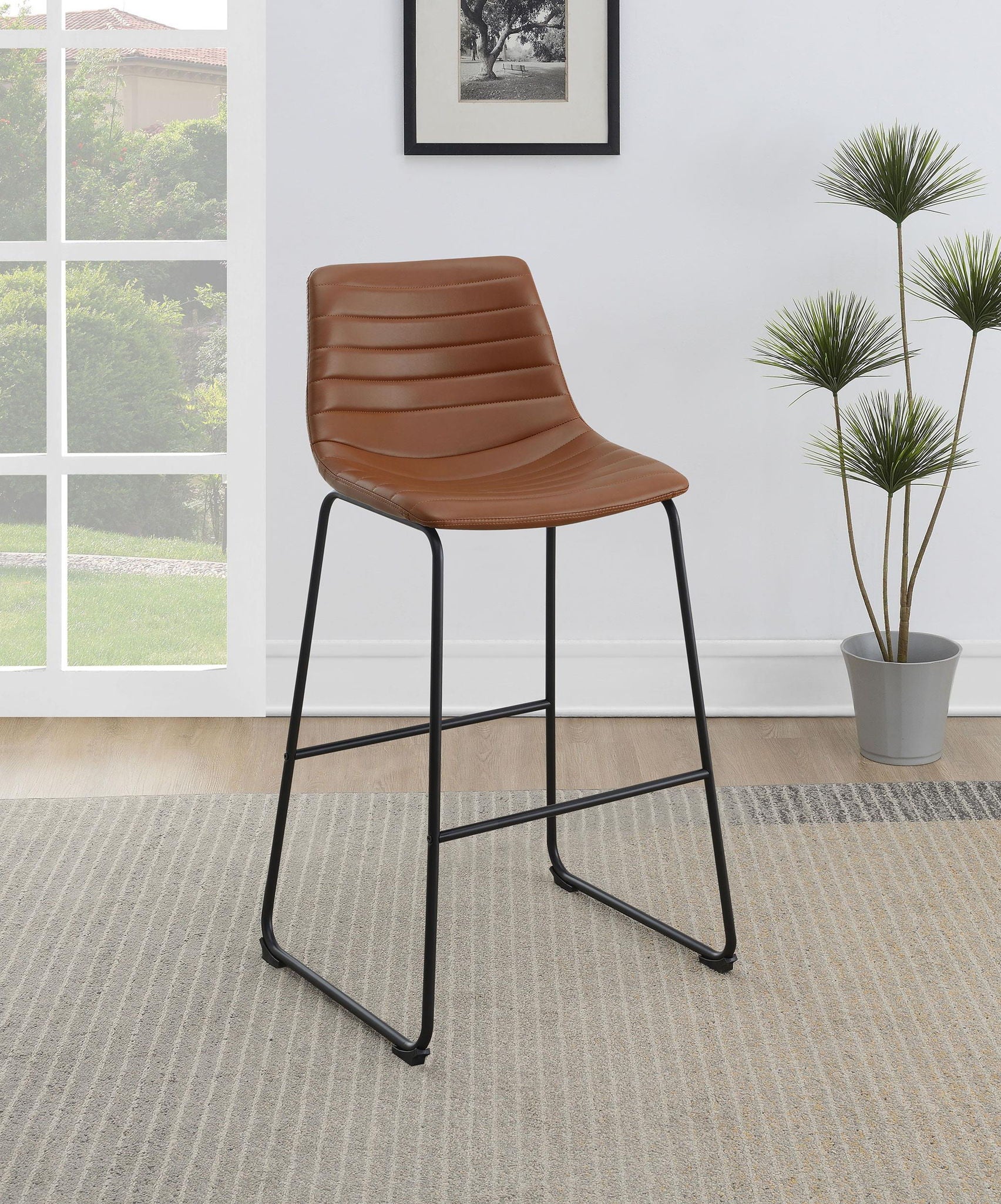 Zuni Faux Leather Upholstered Bar Chair Saddle (Set of 2) - Atlantic Fine Furniture Melbourne FL