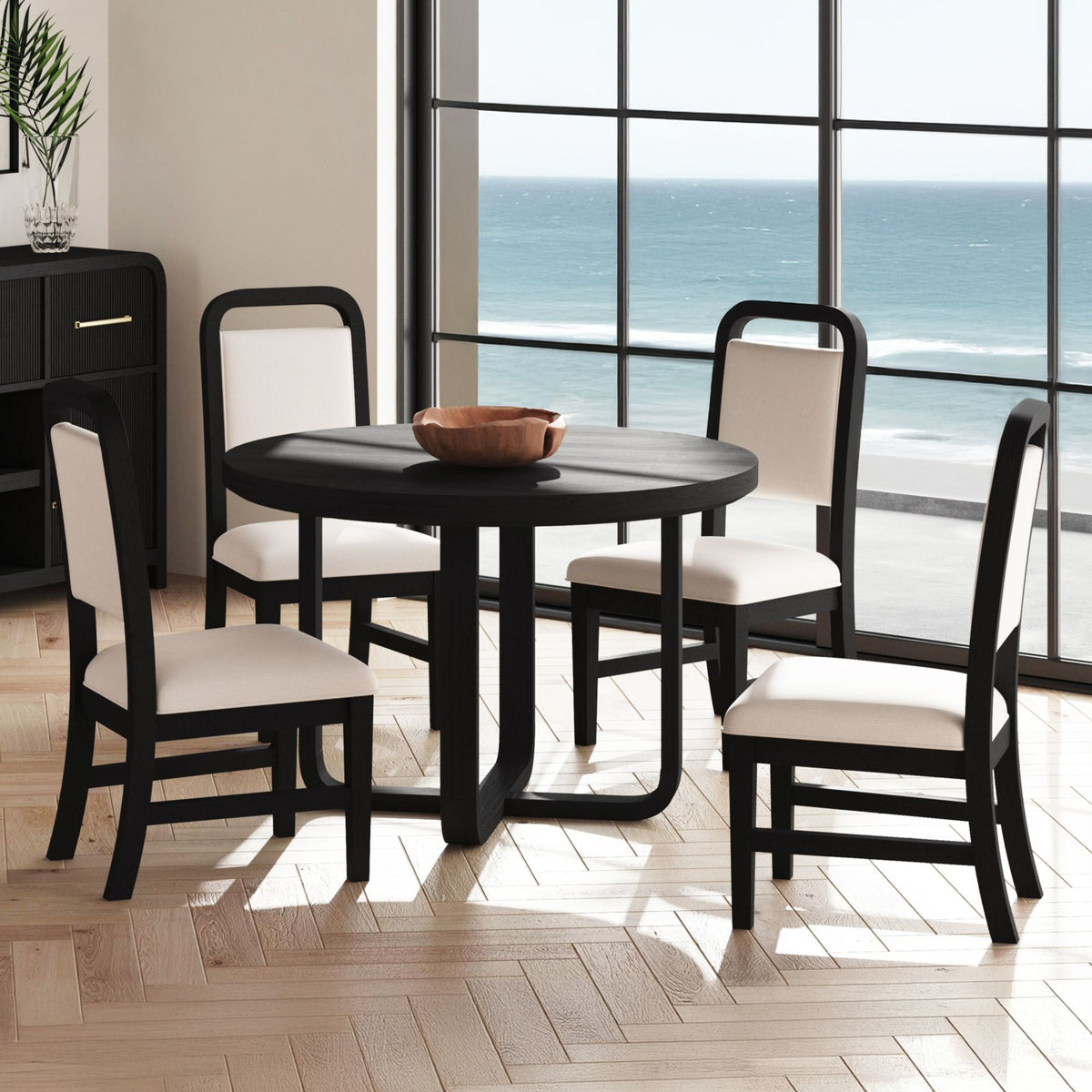 Ridgemont Standard Height Round Dining Set in Black by Elements International, view 2