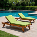 2 Piece Outdoor Chaise Lounge Chair Cushion Set With Pillow, Replacement Patio Seat Cushions - Apple Green
