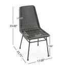 Aluminum And Rattan Chat Set, Outdoor Patio Set Includes Rattan Dining Chair Set Of 2 And C Shaped Side Table - Dark Brown
