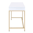 Ottey - Vanity Desk (Same 92540) - White High Gloss & Gold