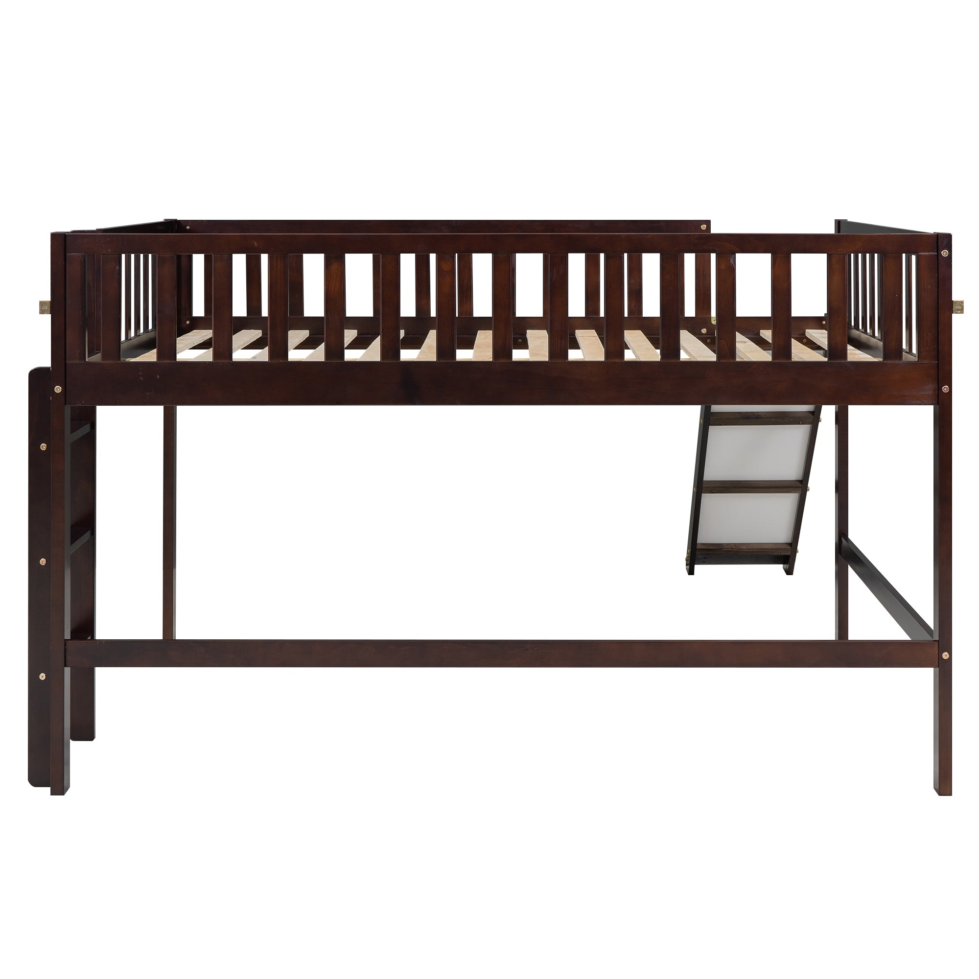 Full Size Low Loft Bed with Ladder and Slide,Espresso - Atlantic Fine Furniture Melbourne FL