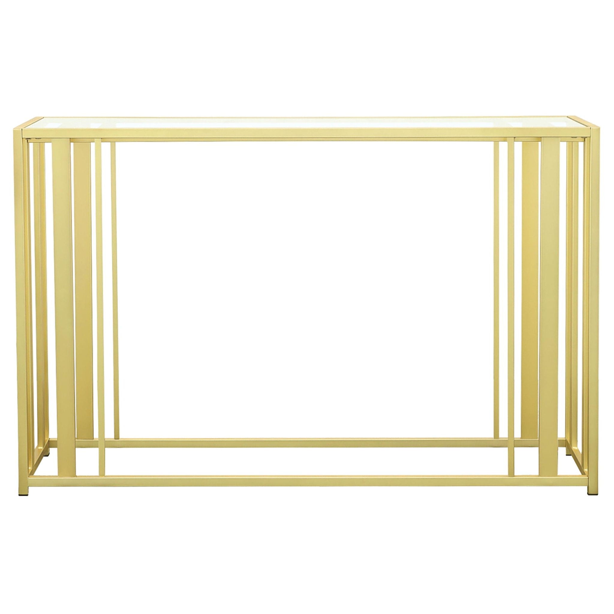 Adri Glass Top Entryway Console Table Matte Brass