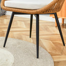 Modern 3 Piece Set, Anti - Spill Round Coffee Table, 2 Rattan Swivel Chairs, Outdoor Patio Furniture For Tea Time - Black / Wood