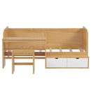 Daybed With Storage Shelves And Lockers, Multi Functional Bed With Study Desk And Matching Stool