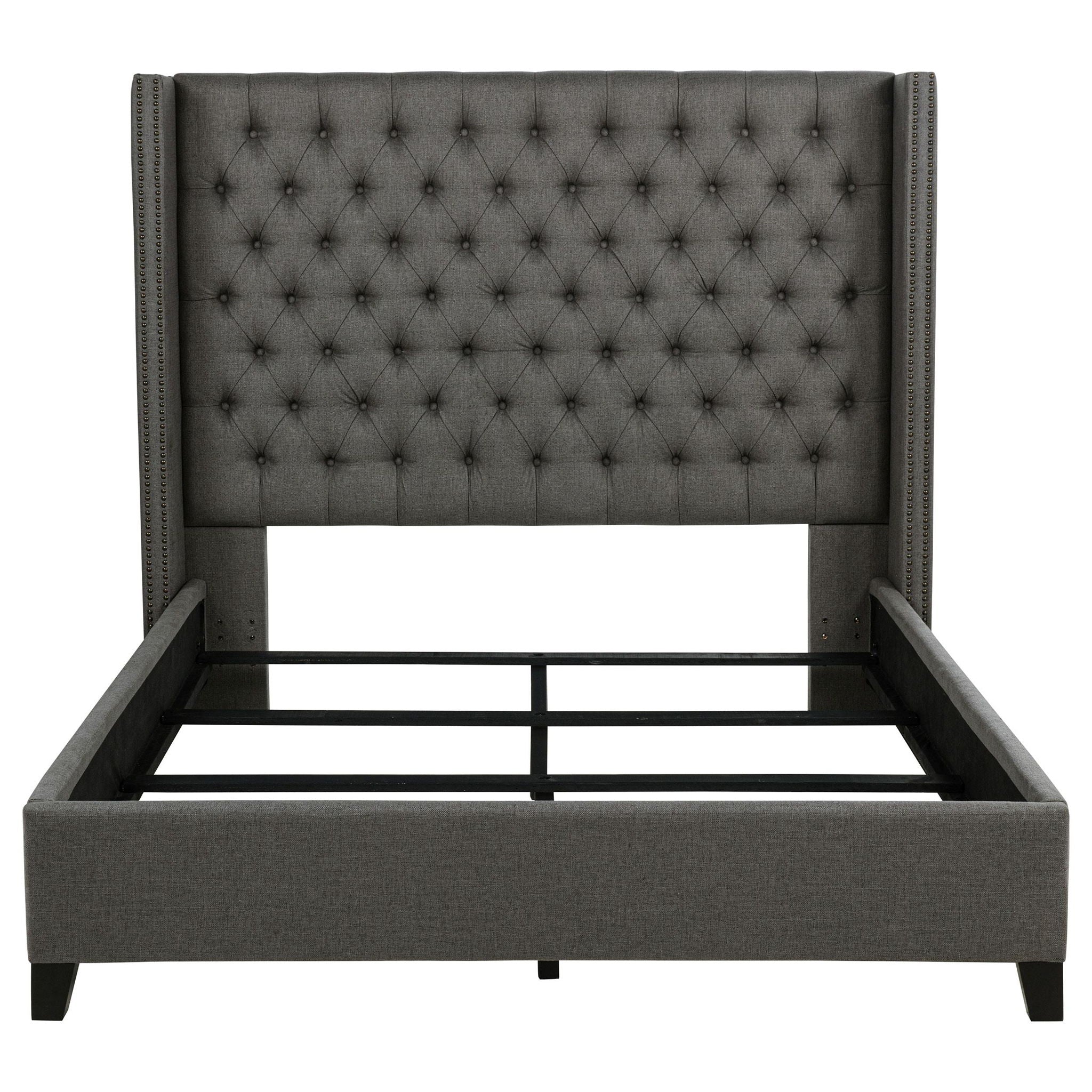 Bancroft Upholstered Full Wingback Bed Grey