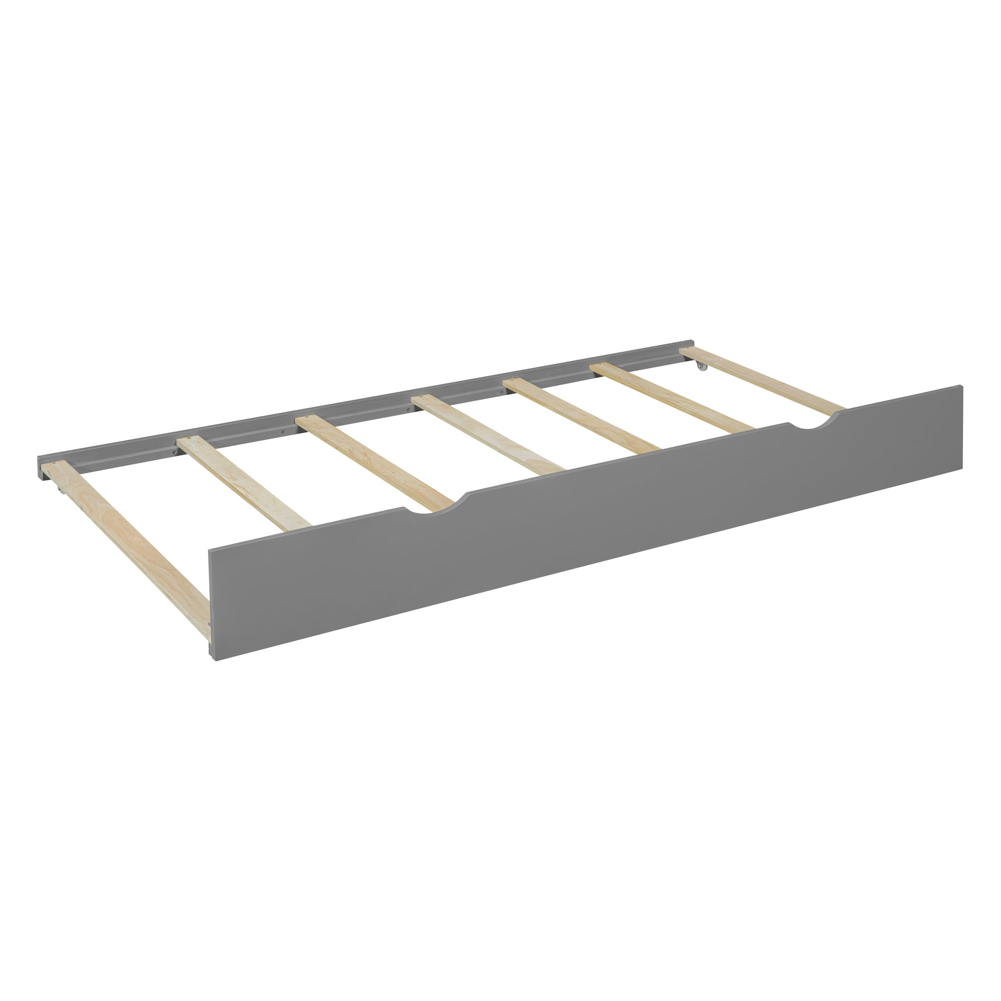 Full Size Wood Pltaform Bed with win Size Trundle, 3 Drawers, Upper Shelves and a set of USB Ports & Sockets, Gray - Atlantic Fine Furniture Melbourne FL