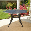 Outdoor Cast Aluminum Dining Table With Lattice Top And Umbrella Hole - Black