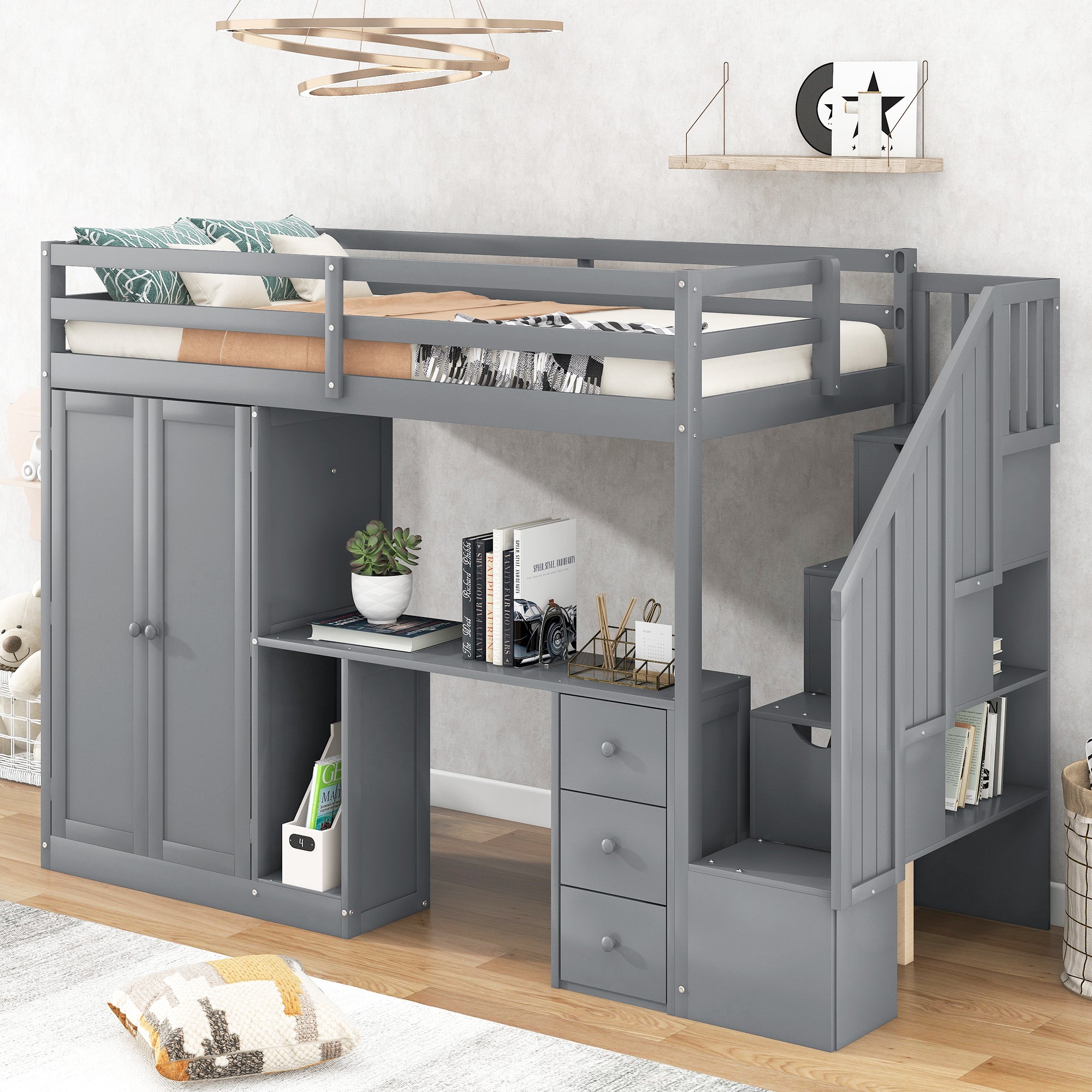 loft beds with dresser Rhys Bed Set, Full, Weathered White/Simply White this loft bed is the perfect sleep Twin Size Loft Bed with