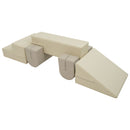 Indoor Soft Foam Climber Play Sets 7 In 1, Soft Play Equipment Climb And Crawl Playground For Toddlers, Kids Crawling And Climbing Active Play Structure - Coffee