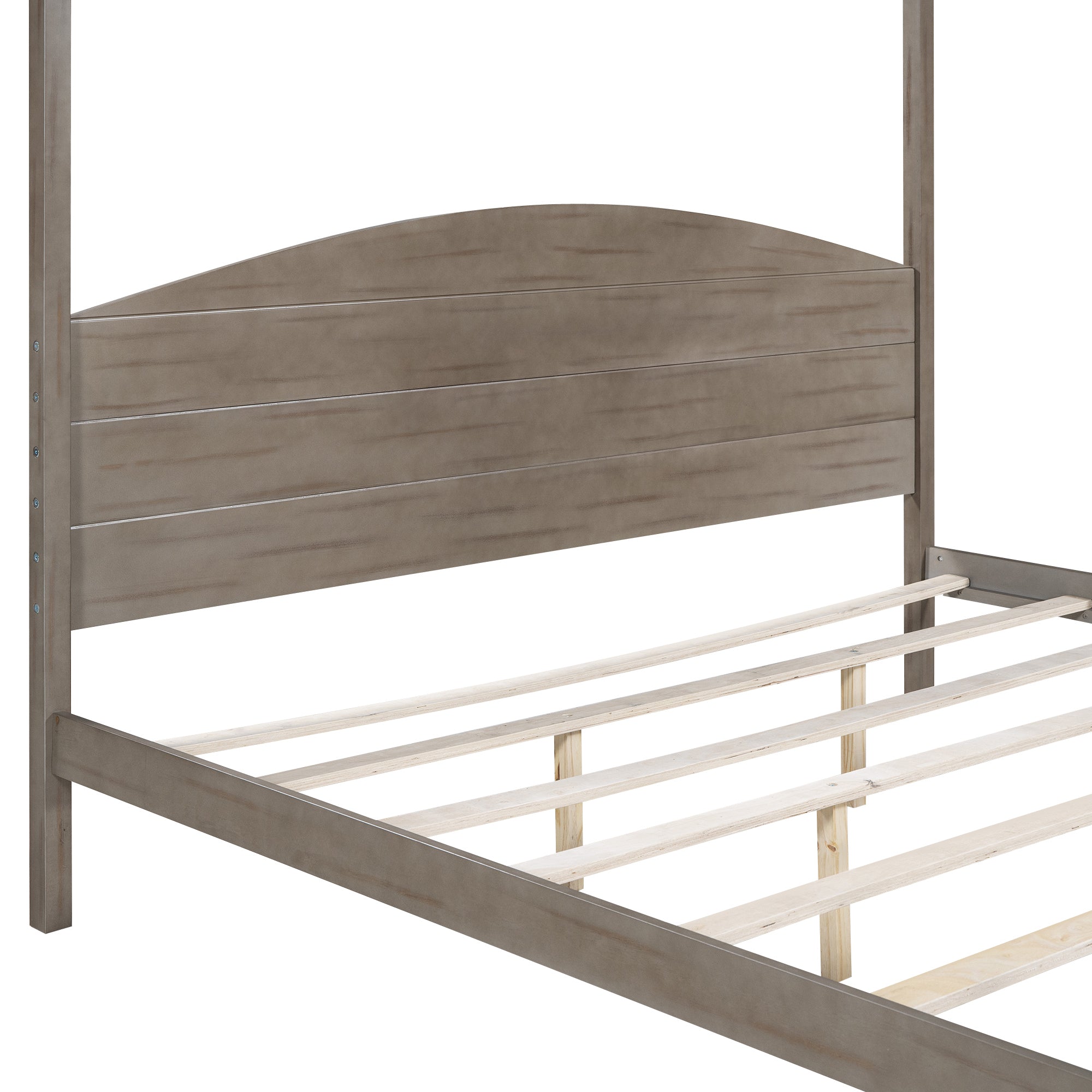 King Size Canopy Platform Bed with Headboard and Support Legs, Brown Wash - Atlantic Fine Furniture Melbourne FL