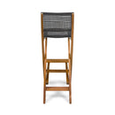 Outdoor Folding Acacia Wood Barstools With Rattan Backrest And Seat